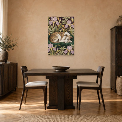 Affiche Whippet - Repos au jardin dans une salle à manger - Art Virtuoso