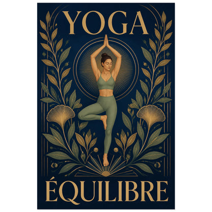 Affiche Yoga Équilibre 40 × 60 cm avec femme sous un halo rayonnant