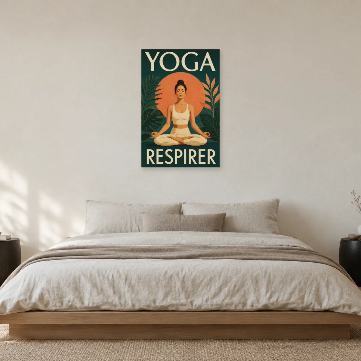 Affiche Yoga – Respirer en lotus dans une chambre - Art Virtuoso