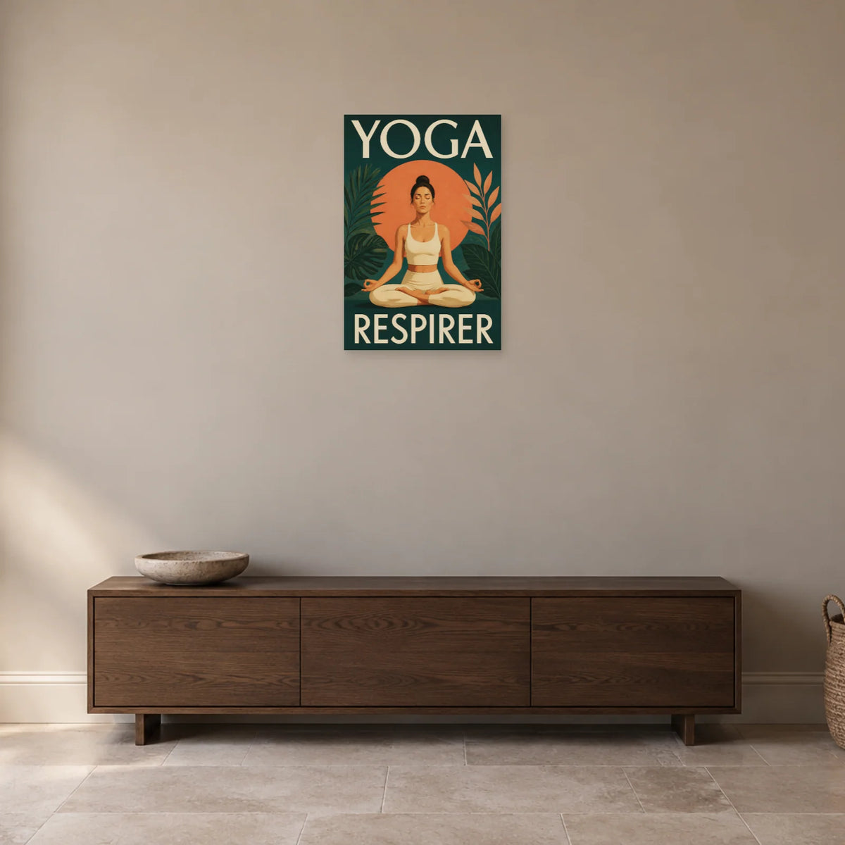 Affiche Yoga – Respirer en lotus dans une entrée ou un couloir - Art Virtuoso