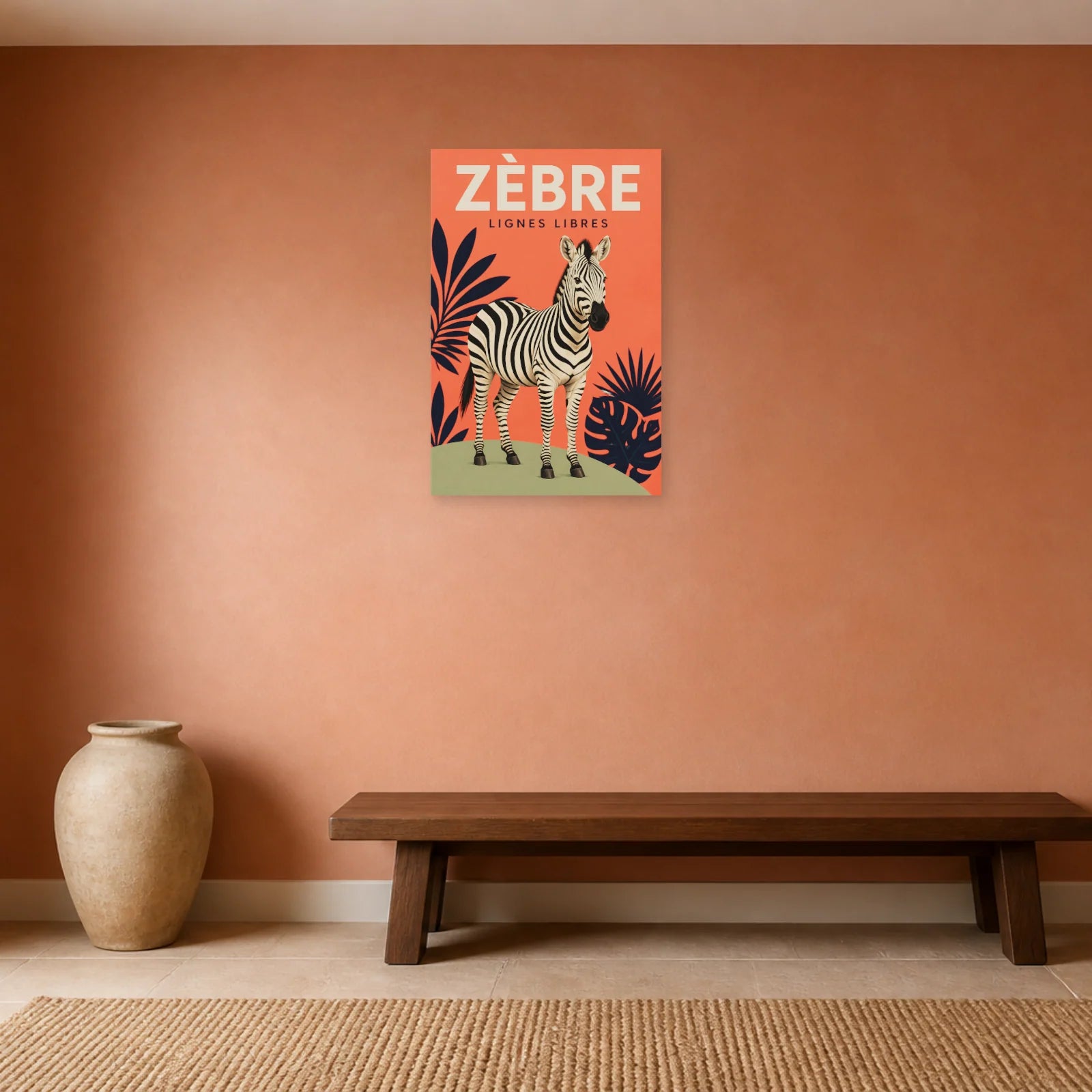 Affiche Zèbre – Lignes Libres dans une salle à manger - Art Virtuoso