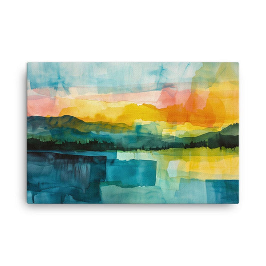 Aquarelle Abstraite Paysage - Horizon Ensoleillé  Art Virtuoso XL  