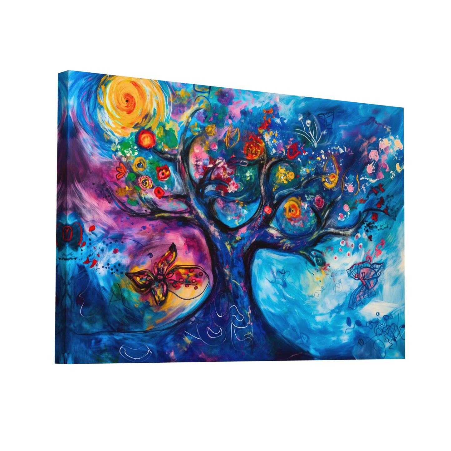 Product Hero 3D WebP Arbre de Vie Peinture Abstraite - Voyage Chromatique en Toile - Art Virtuoso