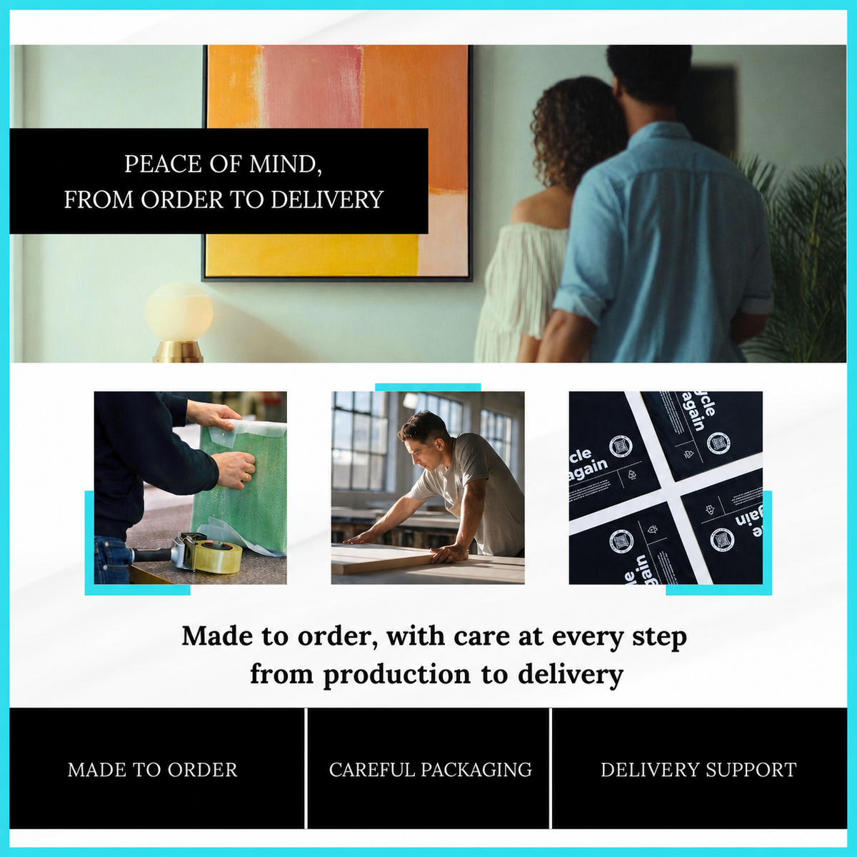 Made-to-order canvas prints, careful packaging and delivery support.
