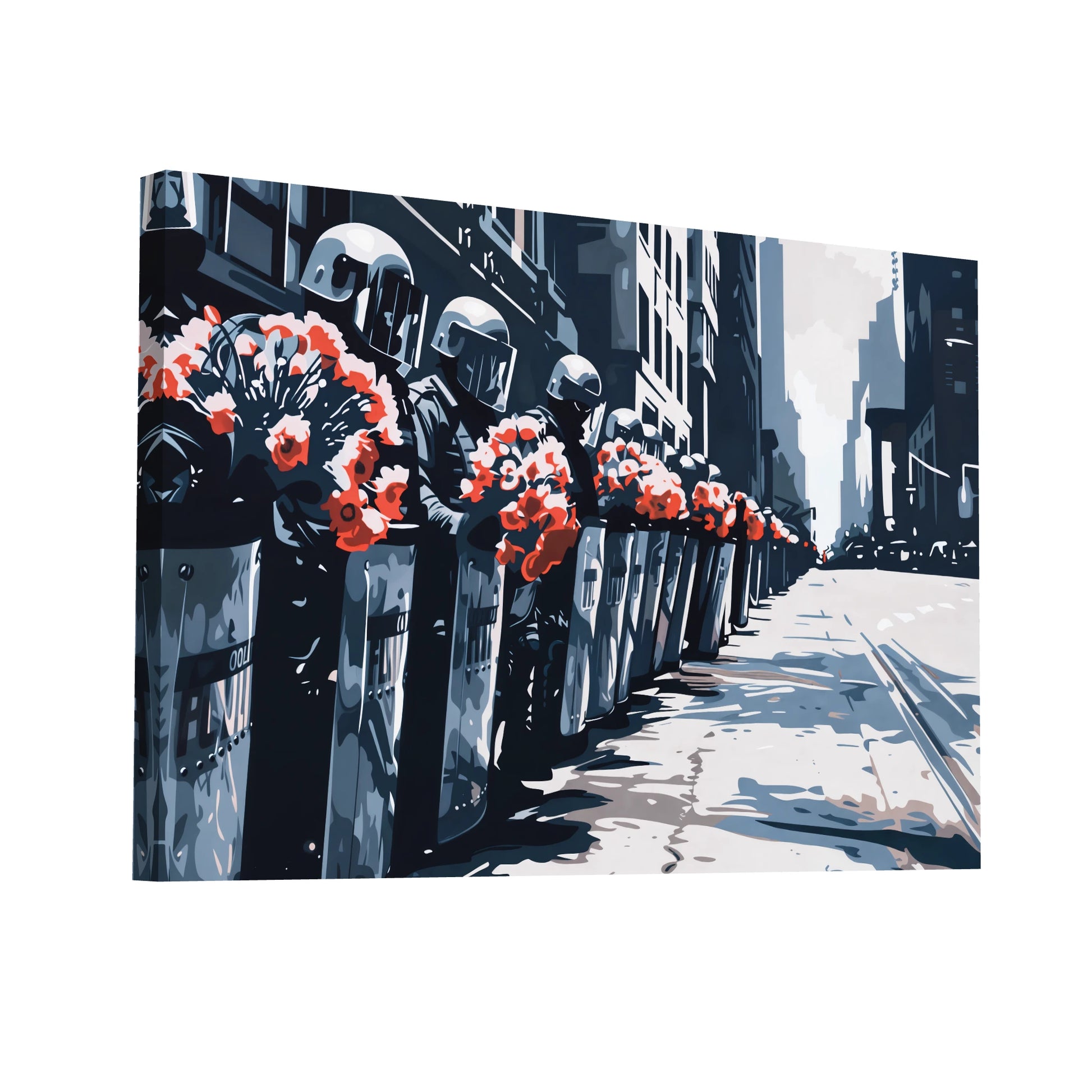 Bouquets rouges et blancs dans une scène street art — vue décorative 8
