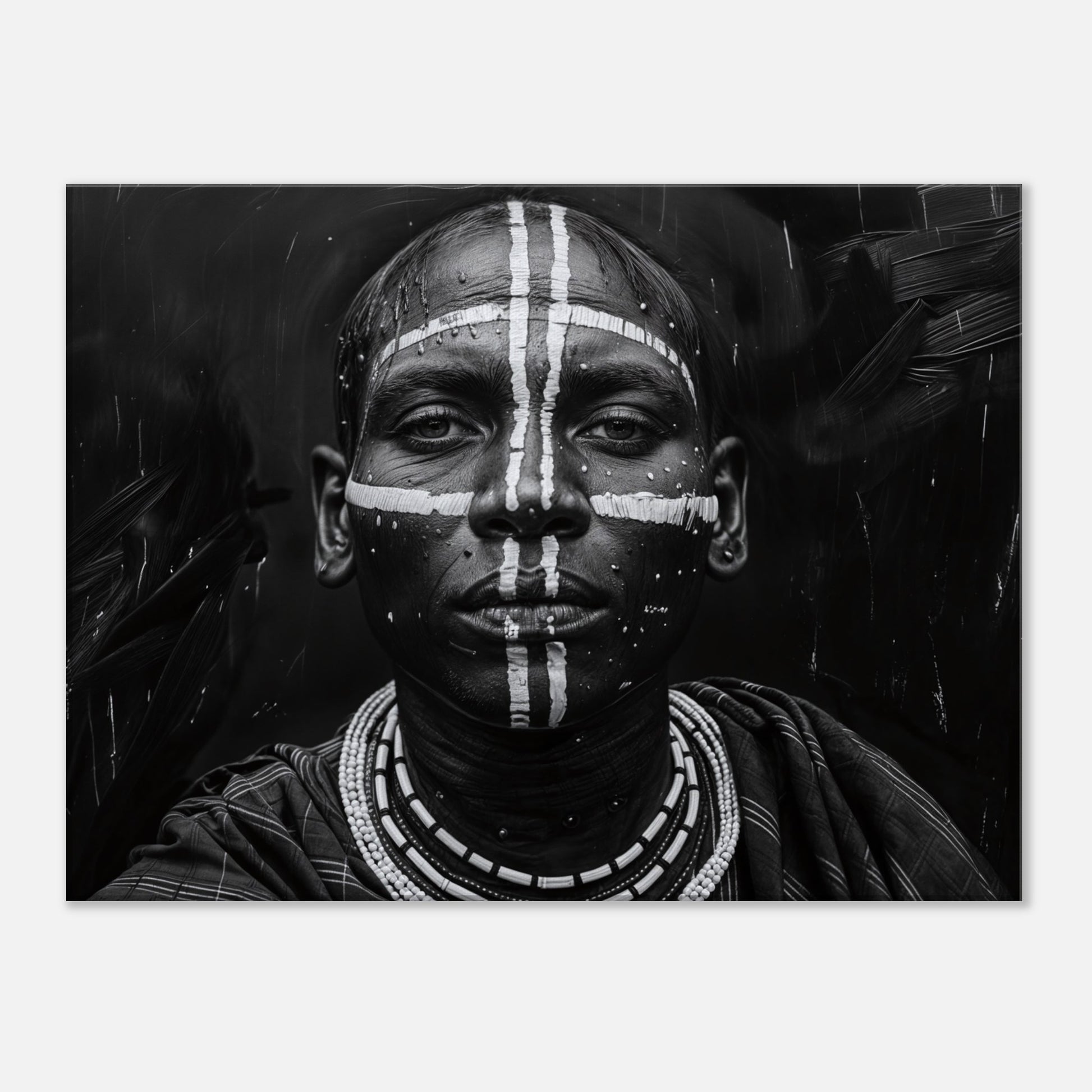 Tableau Africain Noir et Blanc - Traditions Tribales  Art Virtuoso L