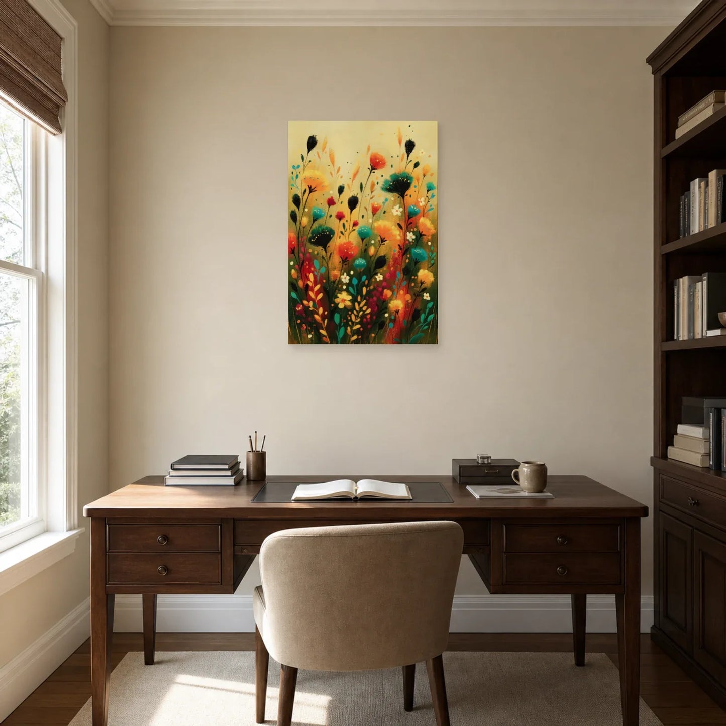 Cadre Bohème Fleurs Séchées dans un bureau - Art Virtuoso