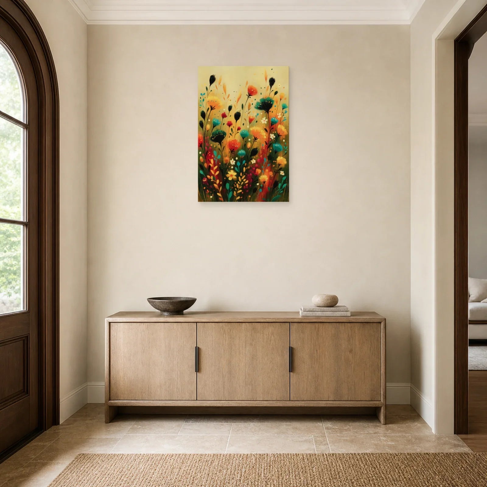 Cadre Bohème Fleurs Séchées dans une entree ou un couloir - Art Virtuoso