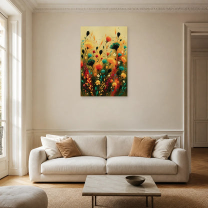 Cadre Bohème Fleurs Séchées dans un salon - Art Virtuoso