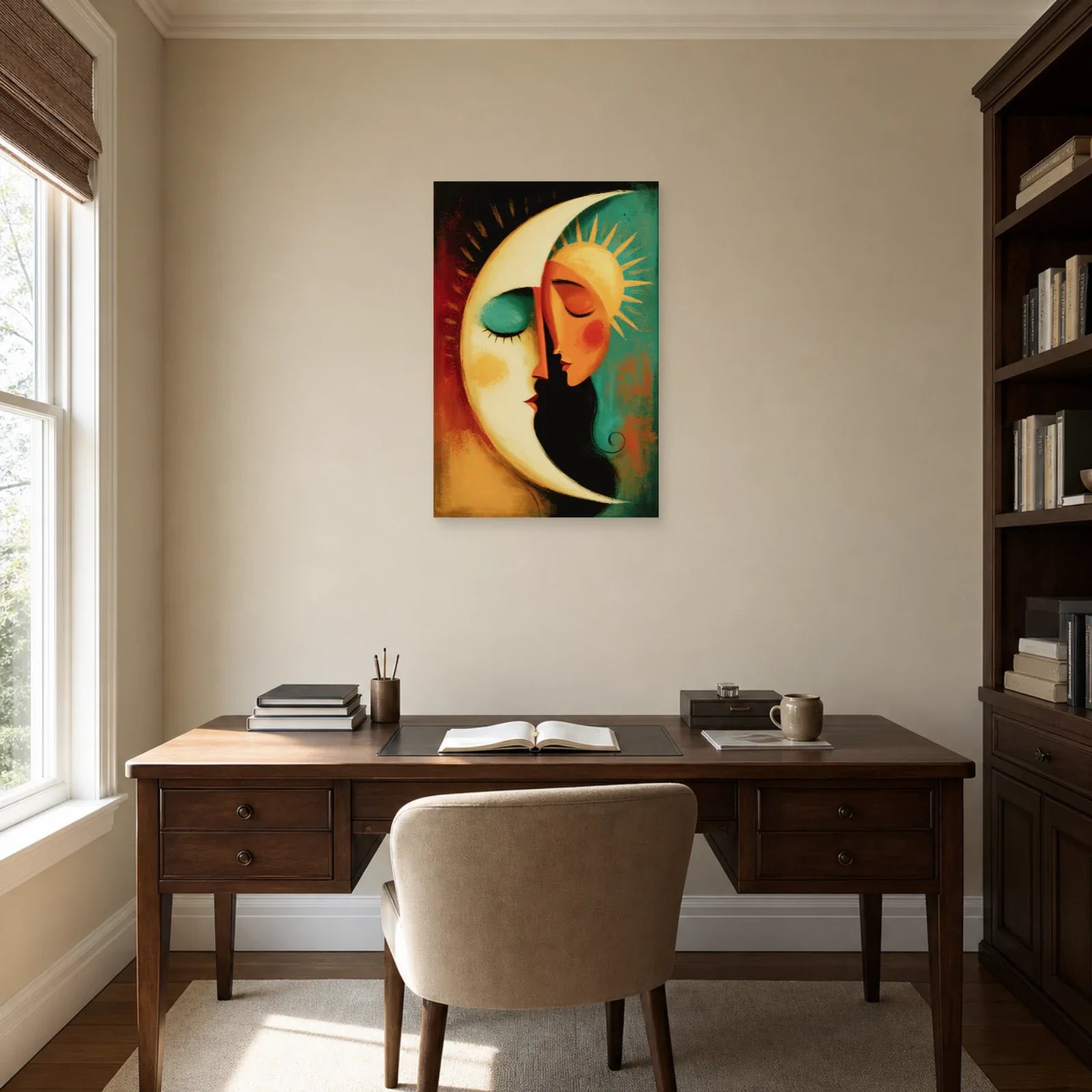 Cadre Bohème Lune Soleil dans un bureau - Art Virtuoso