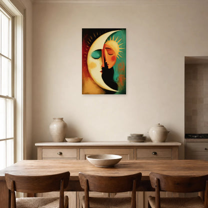 Cadre Bohème Lune Soleil dans une cuisine - Art Virtuoso