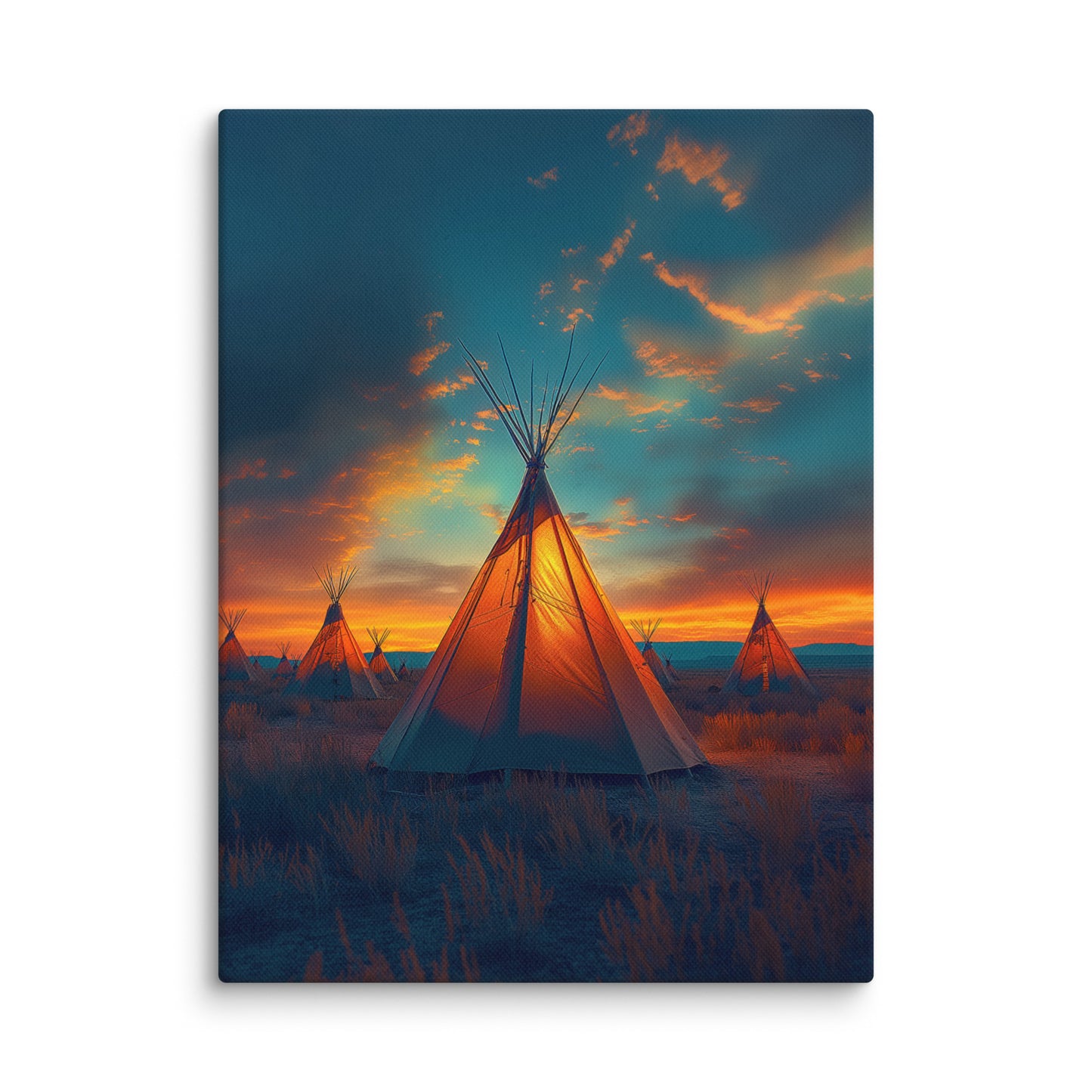 Tableau Peinture Tipi au Crépuscule Affiches, reproductions et œuvres graphiques Art Virtuoso S  