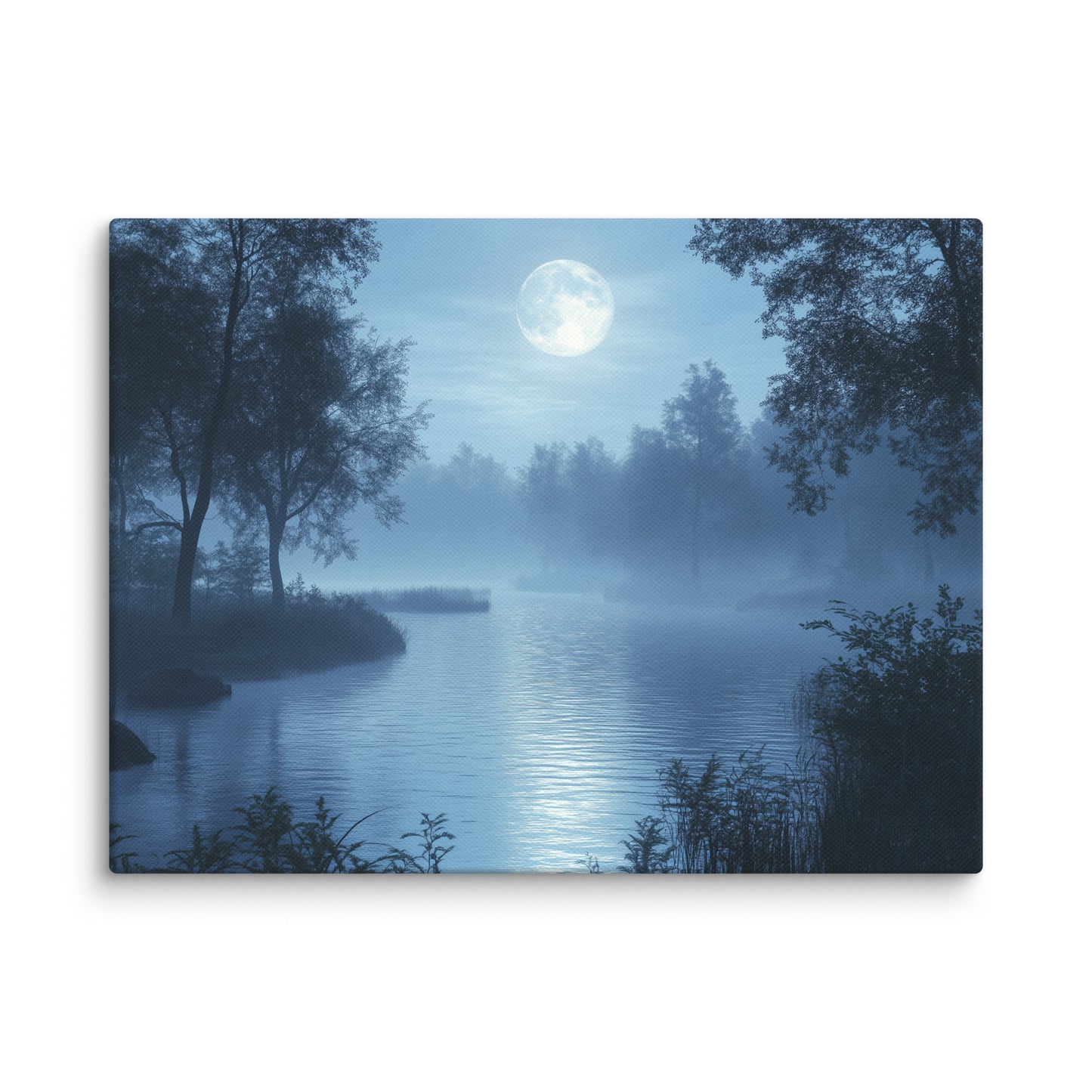 Tableau Paysage Bleu - Lune sur le Lac Affiches, reproductions et œuvres graphiques Art Virtuoso S  