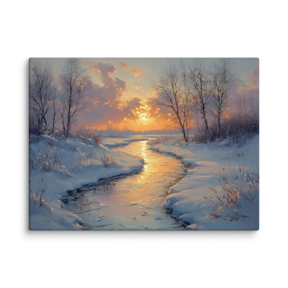 Tableau Peinture Hiver - Crépuscule Blanc Affiches, reproductions et œuvres graphiques Art Virtuoso S