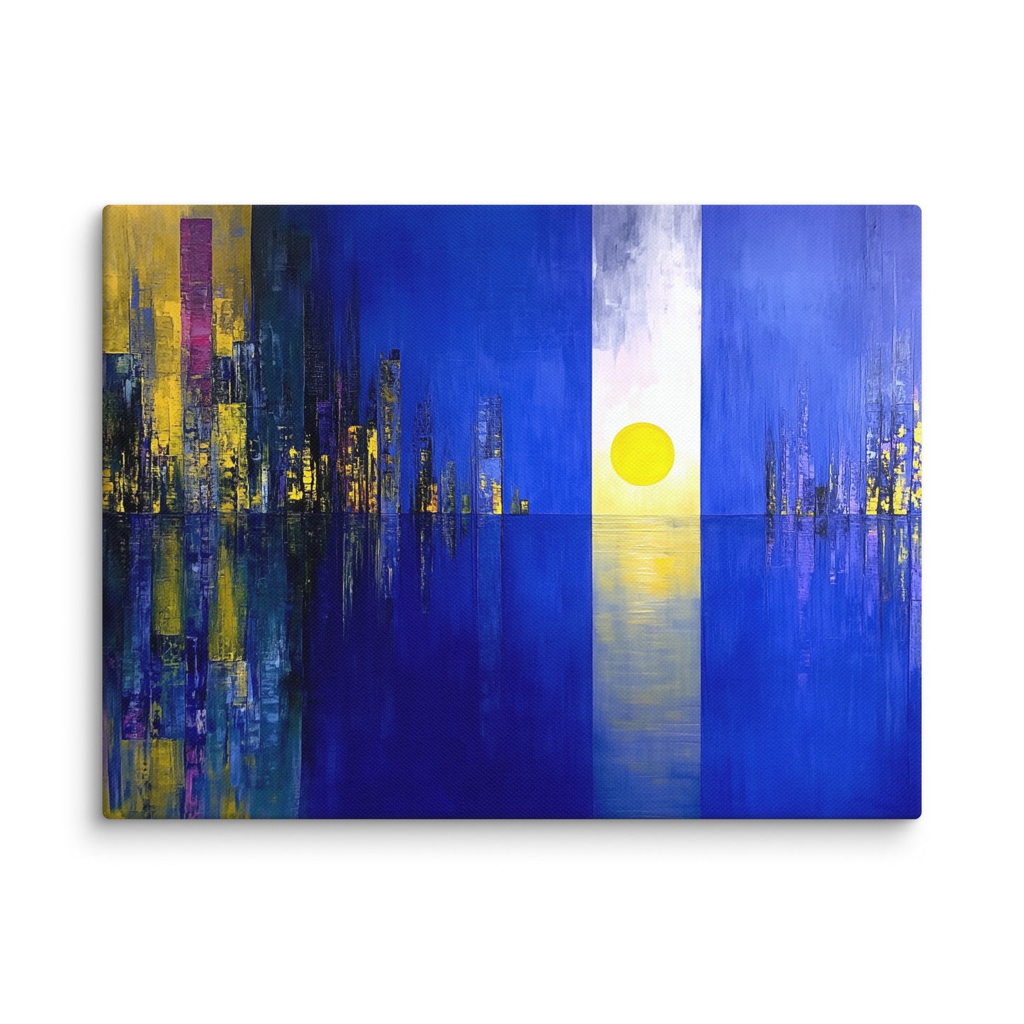 Tableau Bleu Majorellle Abstrait - Reflets d'Or sur Manhattan Affiches, reproductions et œuvres graphiques Art Virtuoso S