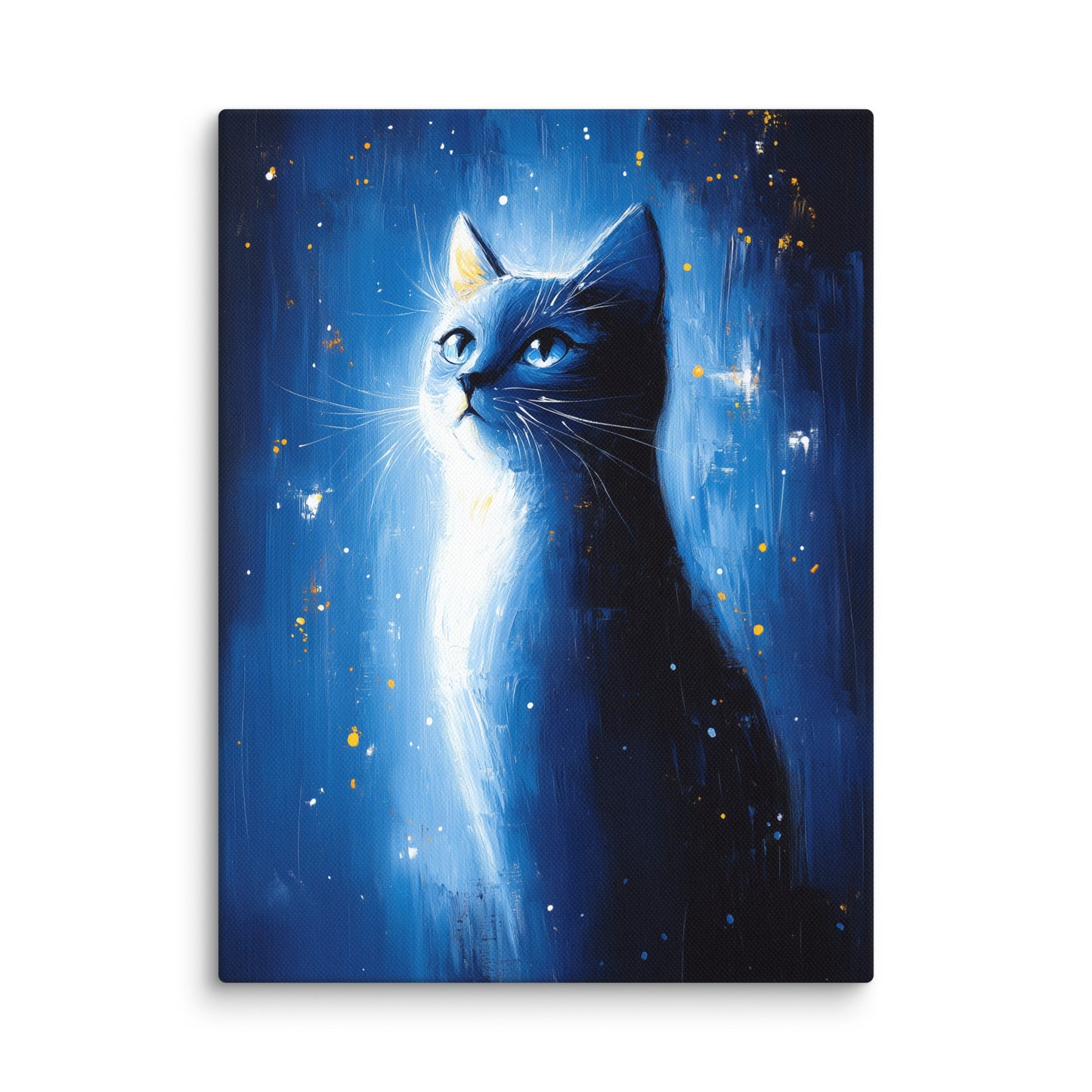 Tableau Chat Bleu : Gardien de la Nuit Étoilée Affiches, reproductions et œuvres graphiques Art Virtuoso S