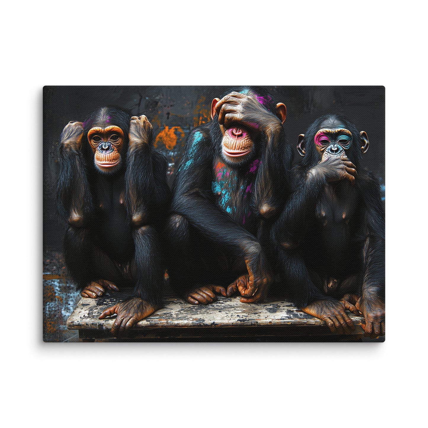 Tableau Singe de la Sagesse : Trio Pop Art Affiches, reproductions et œuvres graphiques Art Virtuoso S