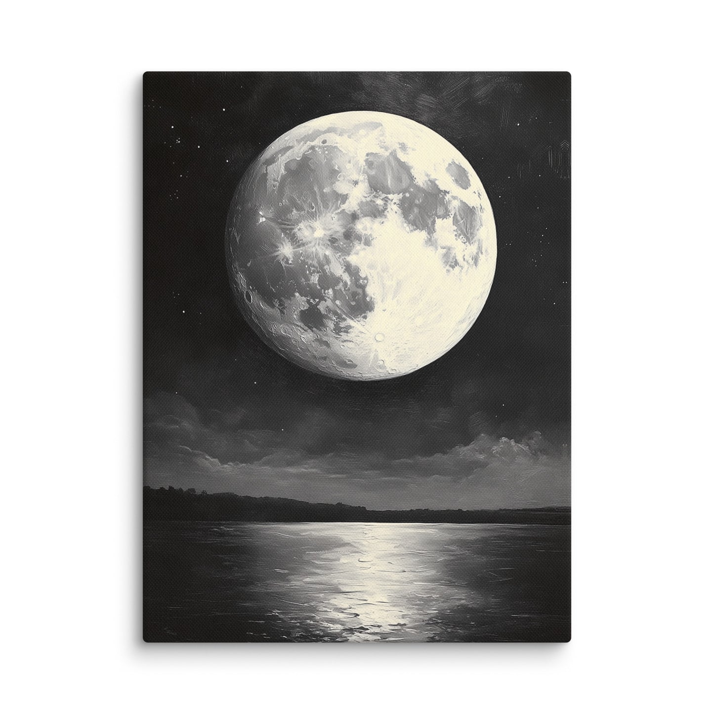 Tableau Lune Noir et Blanc : Reflets Nocturnes Affiches, reproductions et œuvres graphiques Art Virtuoso S