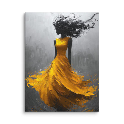 Tableau Femme Robe Jaune : Danseuse du Vent Affiches, reproductions et œuvres graphiques Art Virtuoso S