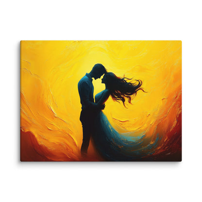 Tableau Amoureux Jaune : Danse au Soleil Couchant Affiches, reproductions et œuvres graphiques Art Virtuoso S