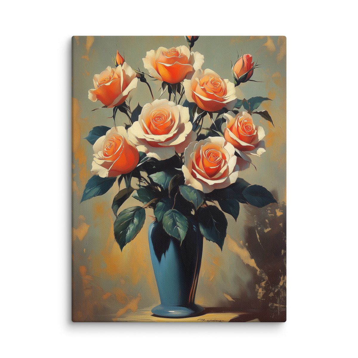 Antikes Wandbild mit Rosen – Pastelleleganz