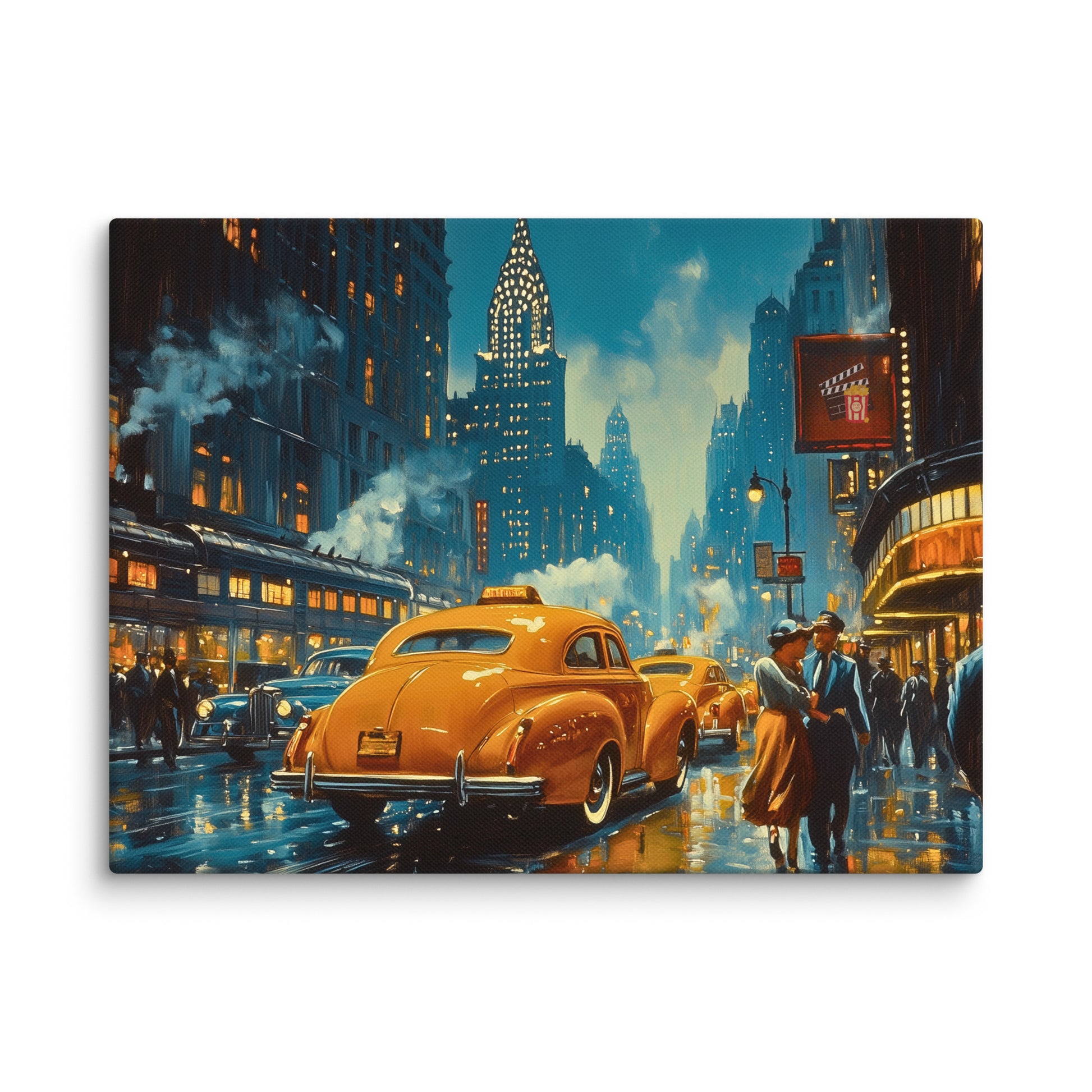 Tableau Vintage Ville : Manhattan Nocturne Affiches, reproductions et œuvres graphiques Art Virtuoso S