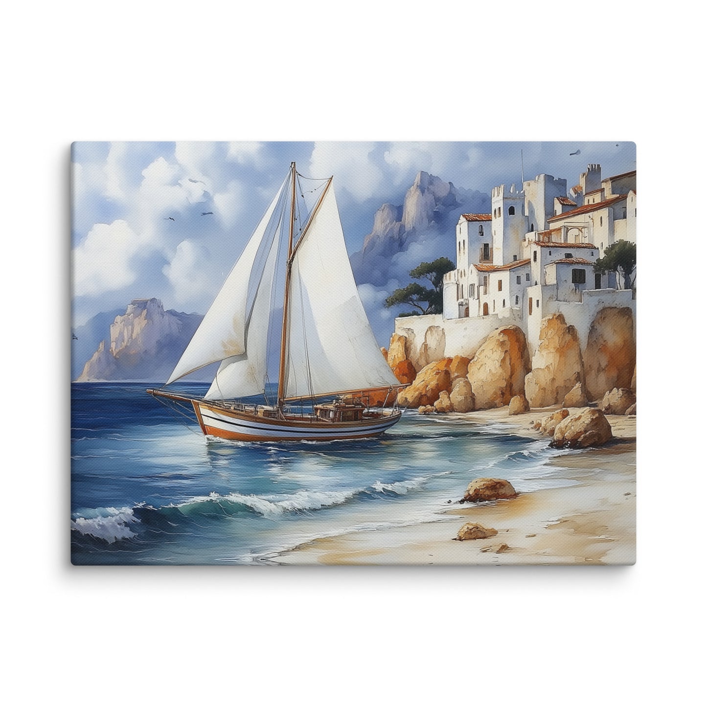 Tableau Bateau Bord de Mer : Riviera Méditerranéenne Affiches, reproductions et œuvres graphiques Art Virtuoso S