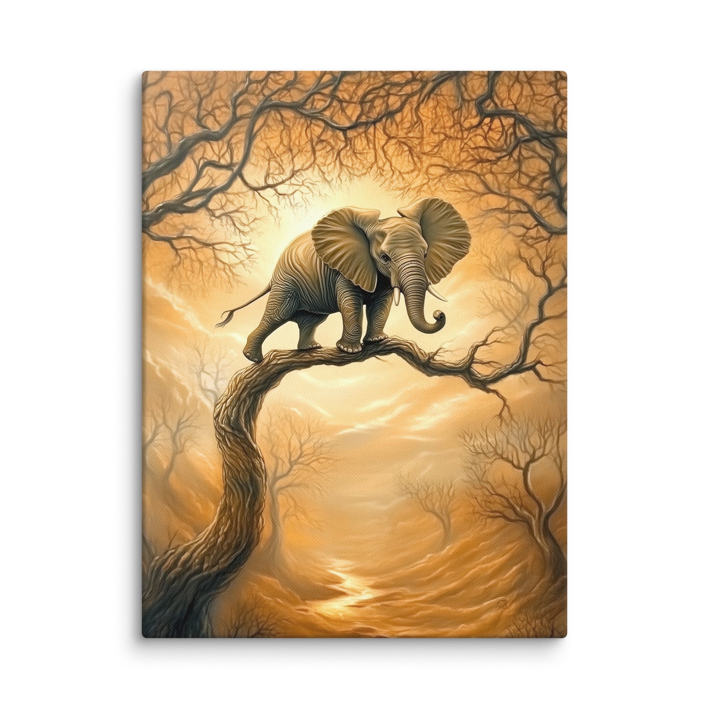 Tableau Éléphant sur une Branche - Équilibre Instable Affiches, reproductions et œuvres graphiques Art Virtuoso S