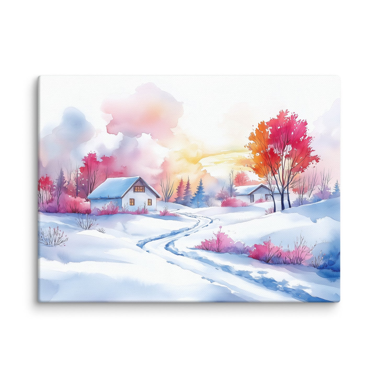 Peinture Aquarelle Paysage de Neige - Douceur Hivernale Affiches, reproductions et œuvres graphiques Art Virtuoso S