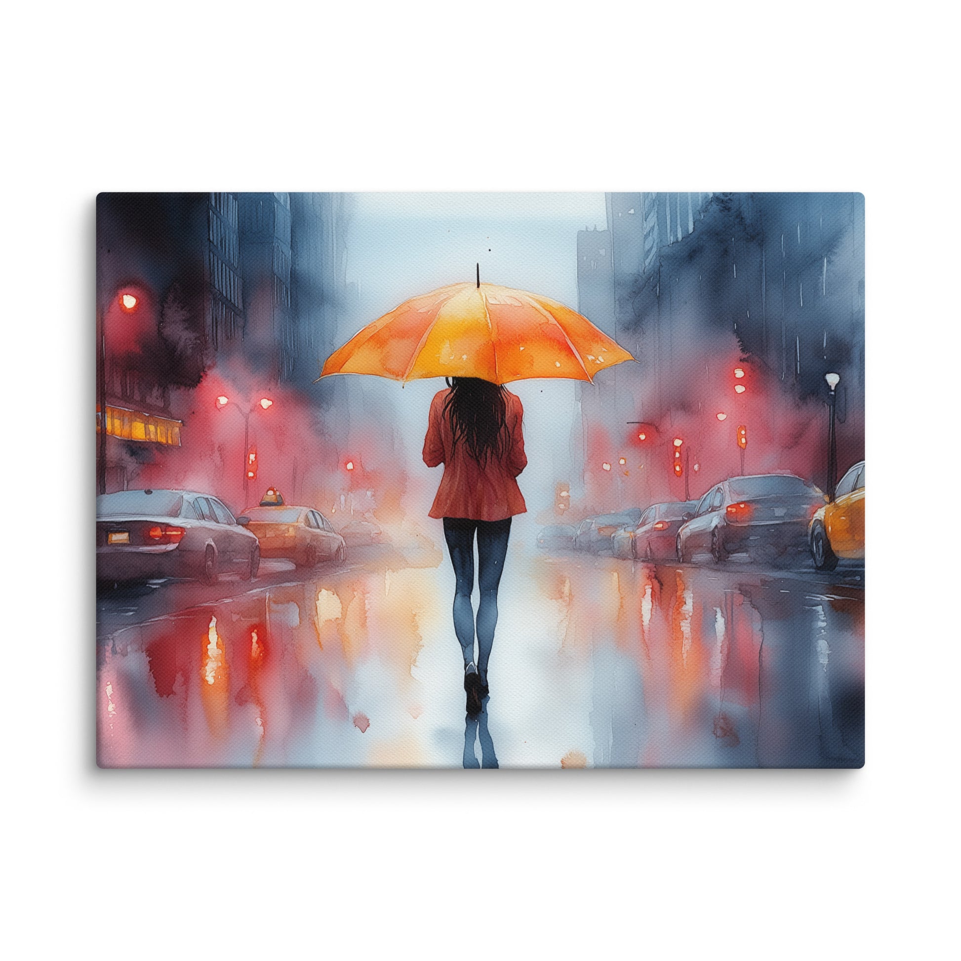 Peinture Aquarelle Tableau – Pluie Urbaine Éblouissante Affiches, reproductions et œuvres graphiques Art Virtuoso S