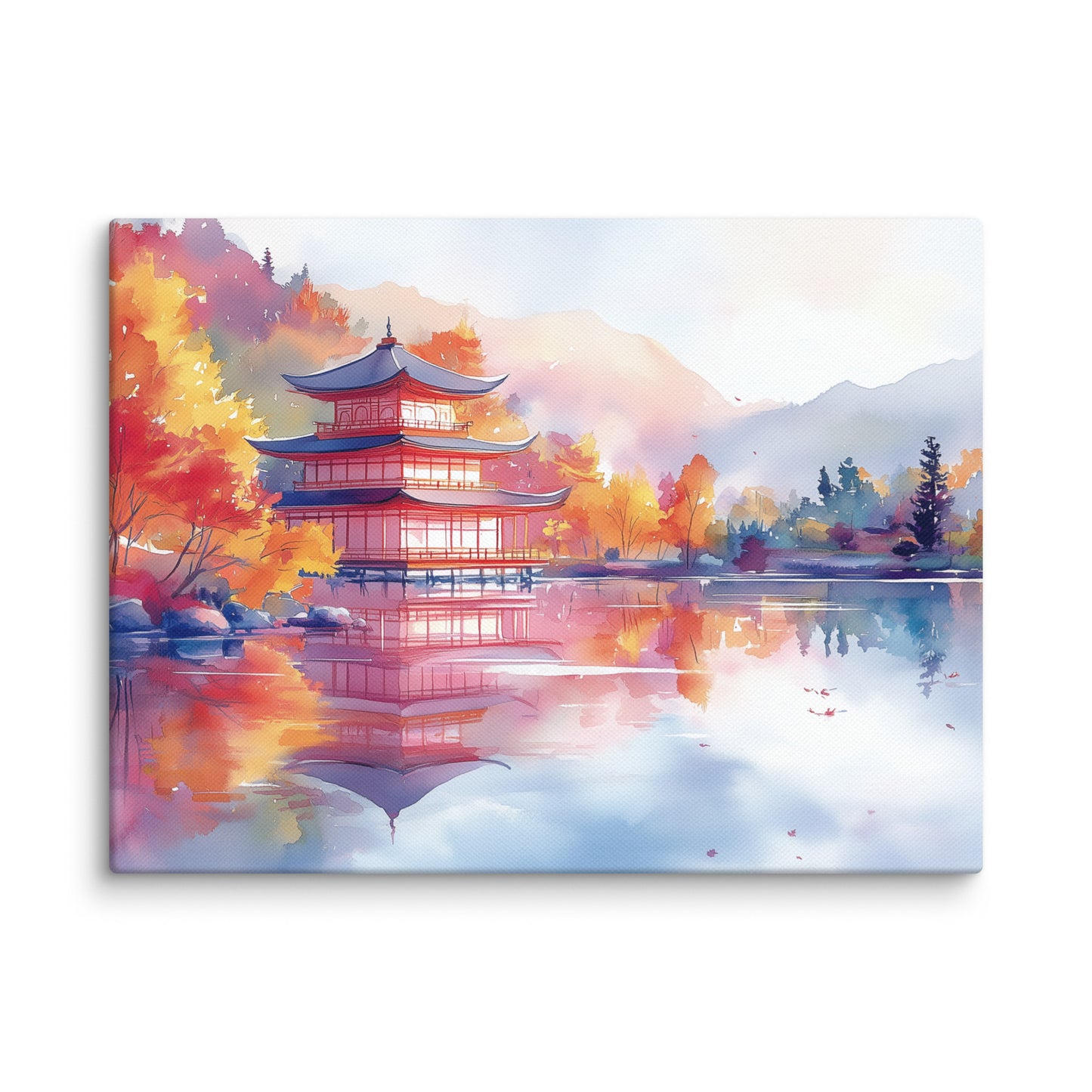 Peinture Aquarelle Japonaise – Temple Paisible Affiches, reproductions et œuvres graphiques Art Virtuoso S