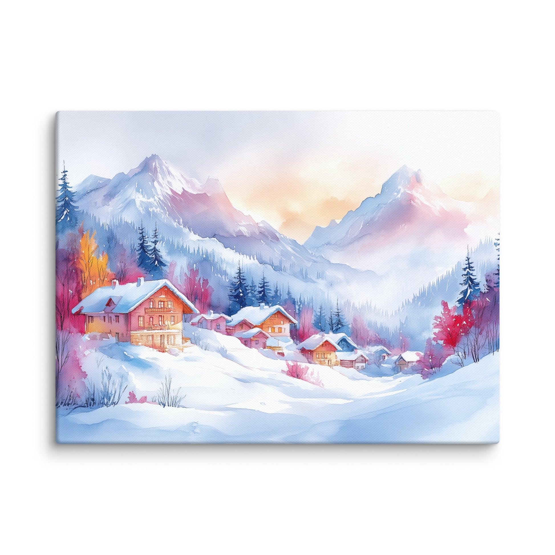 Peinture Aquarelle Hiver – Paysage Enneigé aux Douces Lumières Affiches, reproductions et œuvres graphiques Art Virtuoso S