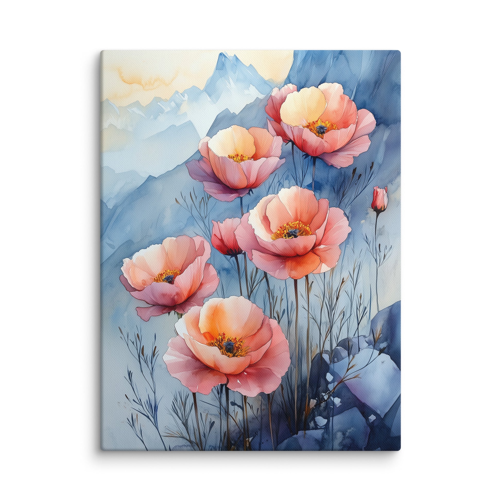 Peinture Aquarelle Coquelicot au Cœur des Montagnes Affiches, reproductions et œuvres graphiques Art Virtuoso S