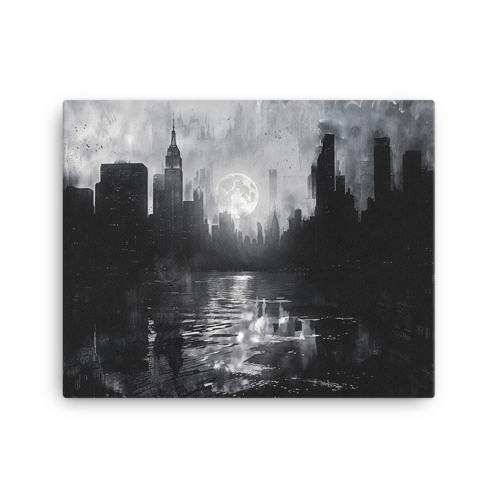 City composition with black skyscrapers and silvery reflections