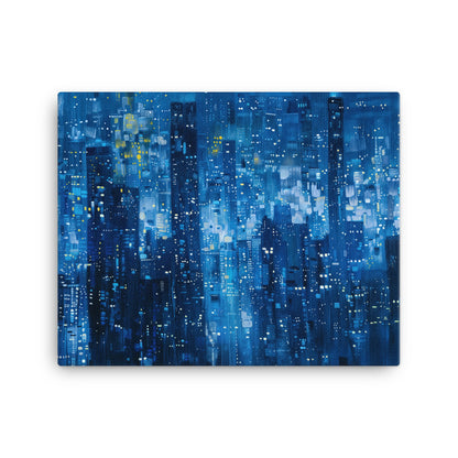 Tableau Abstrait Moderne Bleu - Ville Nocturne  Art Virtuoso M  