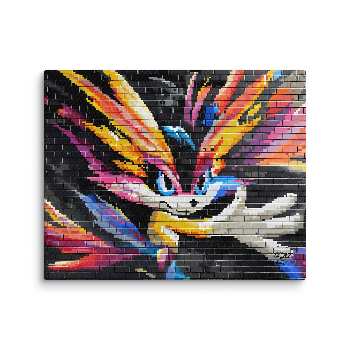 Détail des blocs colorés et du regard