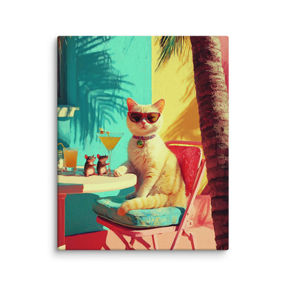 Tableau Original - Chat en Vacances Affiches, reproductions et œuvres graphiques Art Virtuoso M  