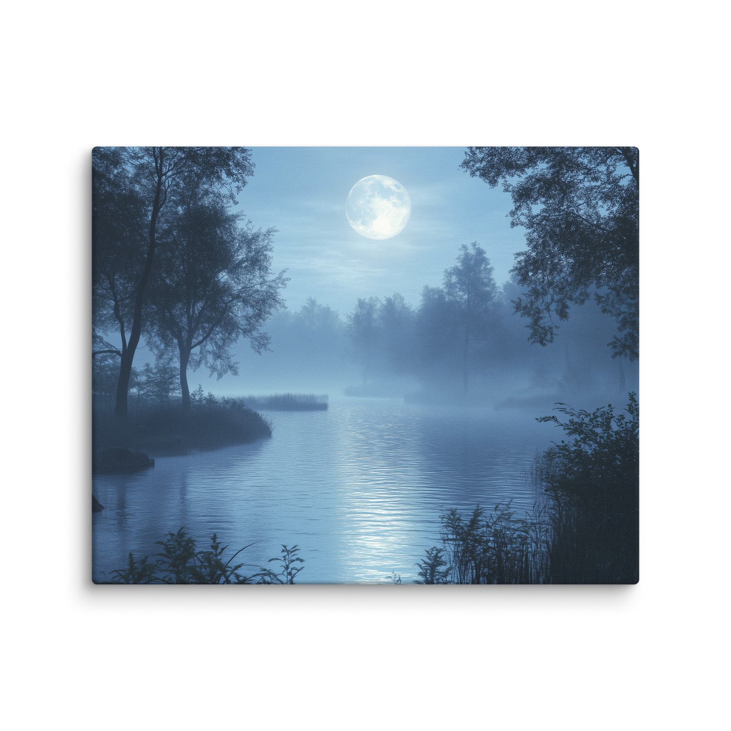 Tableau Paysage Bleu - Lune sur le Lac Affiches, reproductions et œuvres graphiques Art Virtuoso M  