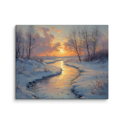 Tableau Peinture Hiver - Crépuscule Blanc Affiches, reproductions et œuvres graphiques Art Virtuoso M