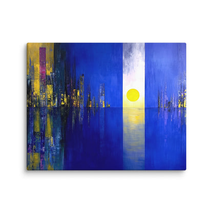 Tableau Bleu Majorellle Abstrait - Reflets d'Or sur Manhattan Affiches, reproductions et œuvres graphiques Art Virtuoso M