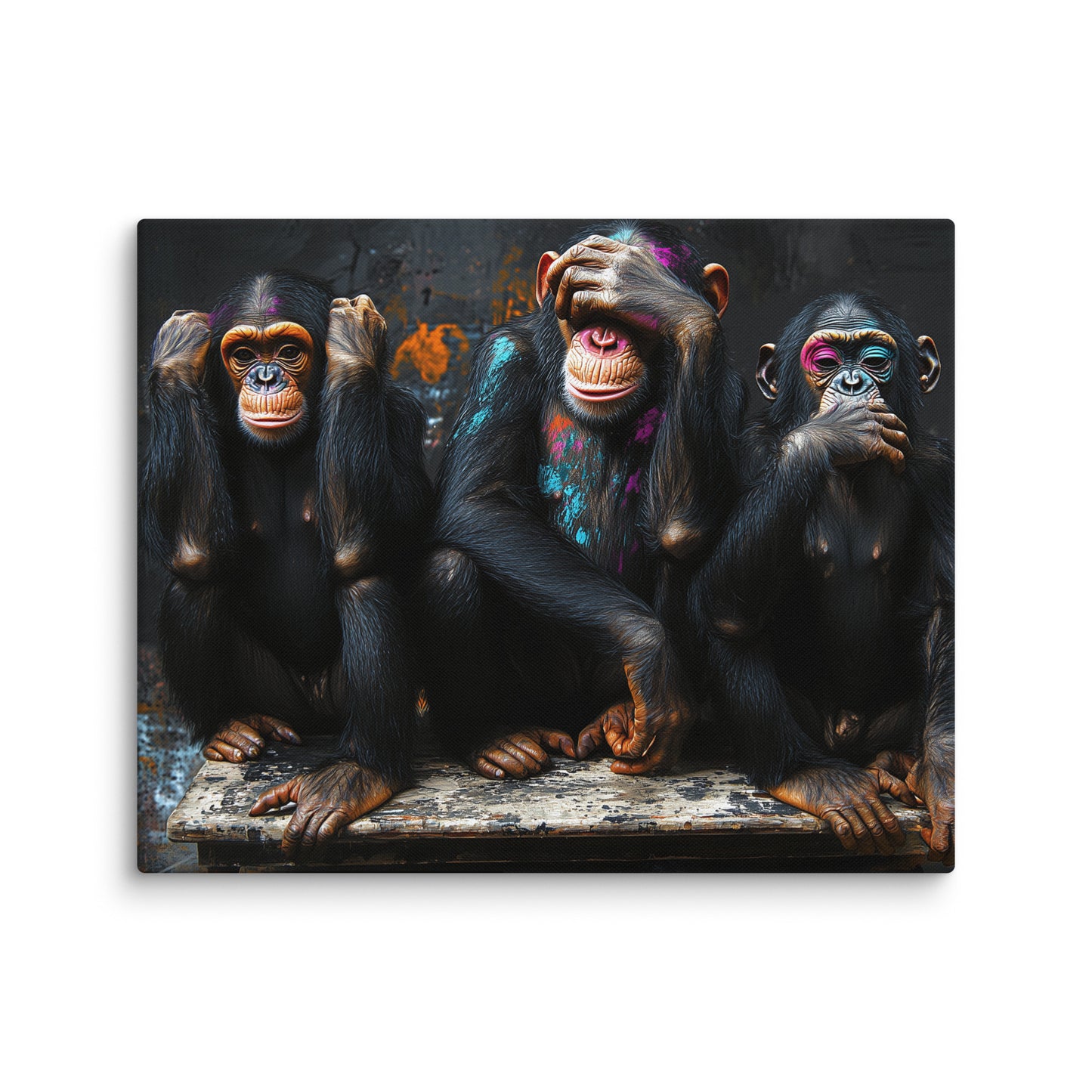 Tableau Singe de la Sagesse : Trio Pop Art Affiches, reproductions et œuvres graphiques Art Virtuoso M