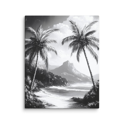 Tableau Noir et Blanc - Palmier Paradise Affiches, reproductions et œuvres graphiques Art Virtuoso M