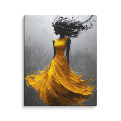 Tableau Femme Robe Jaune : Danseuse du Vent Affiches, reproductions et œuvres graphiques Art Virtuoso M