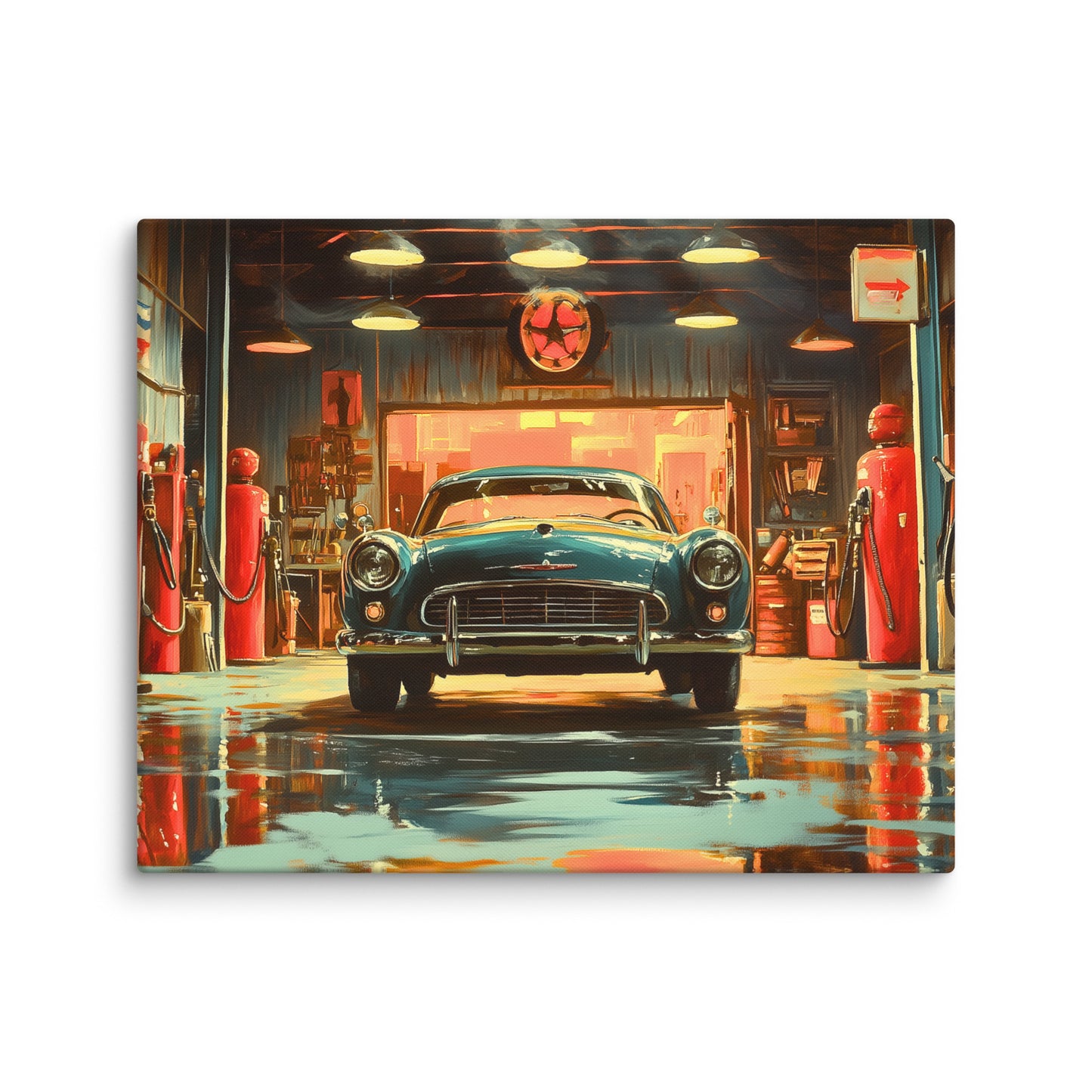 Tableau Vintage Garage : Aston Martin Affiches, reproductions et œuvres graphiques Art Virtuoso M