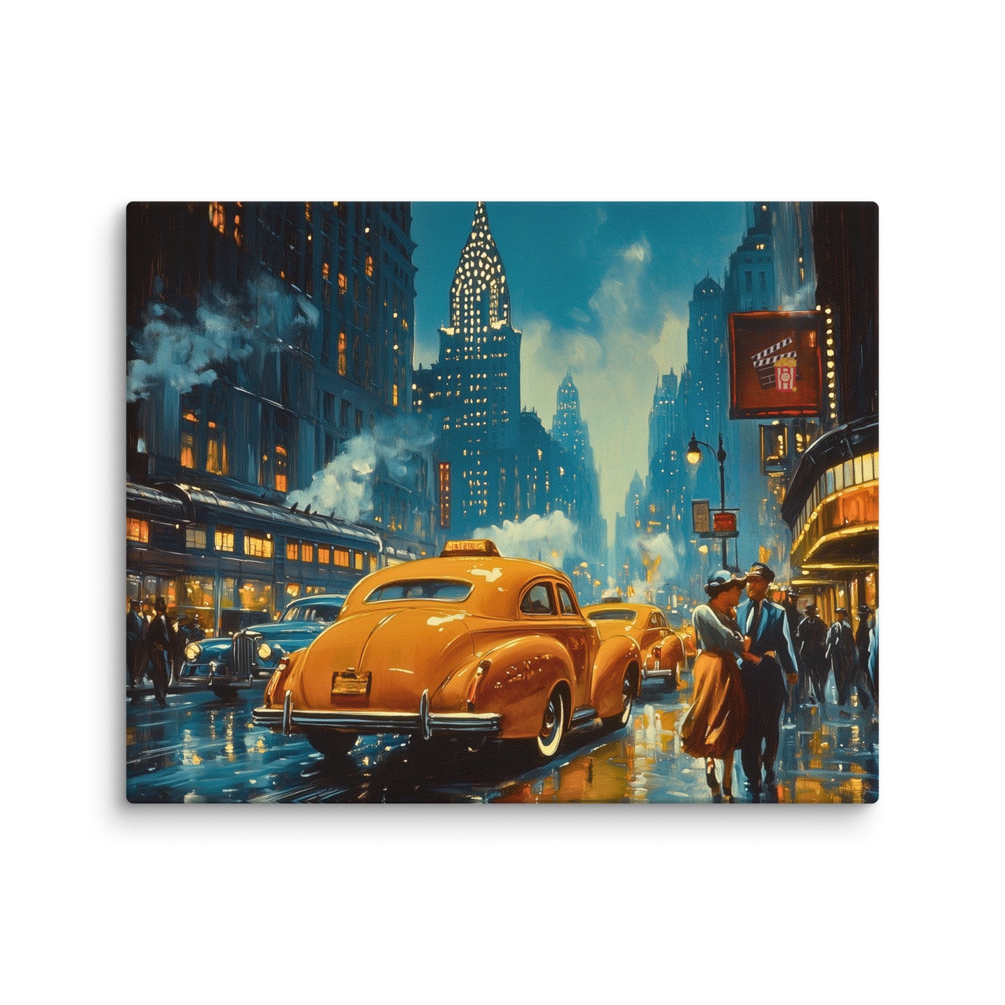 Tableau Vintage Ville : Manhattan Nocturne Affiches, reproductions et œuvres graphiques Art Virtuoso M