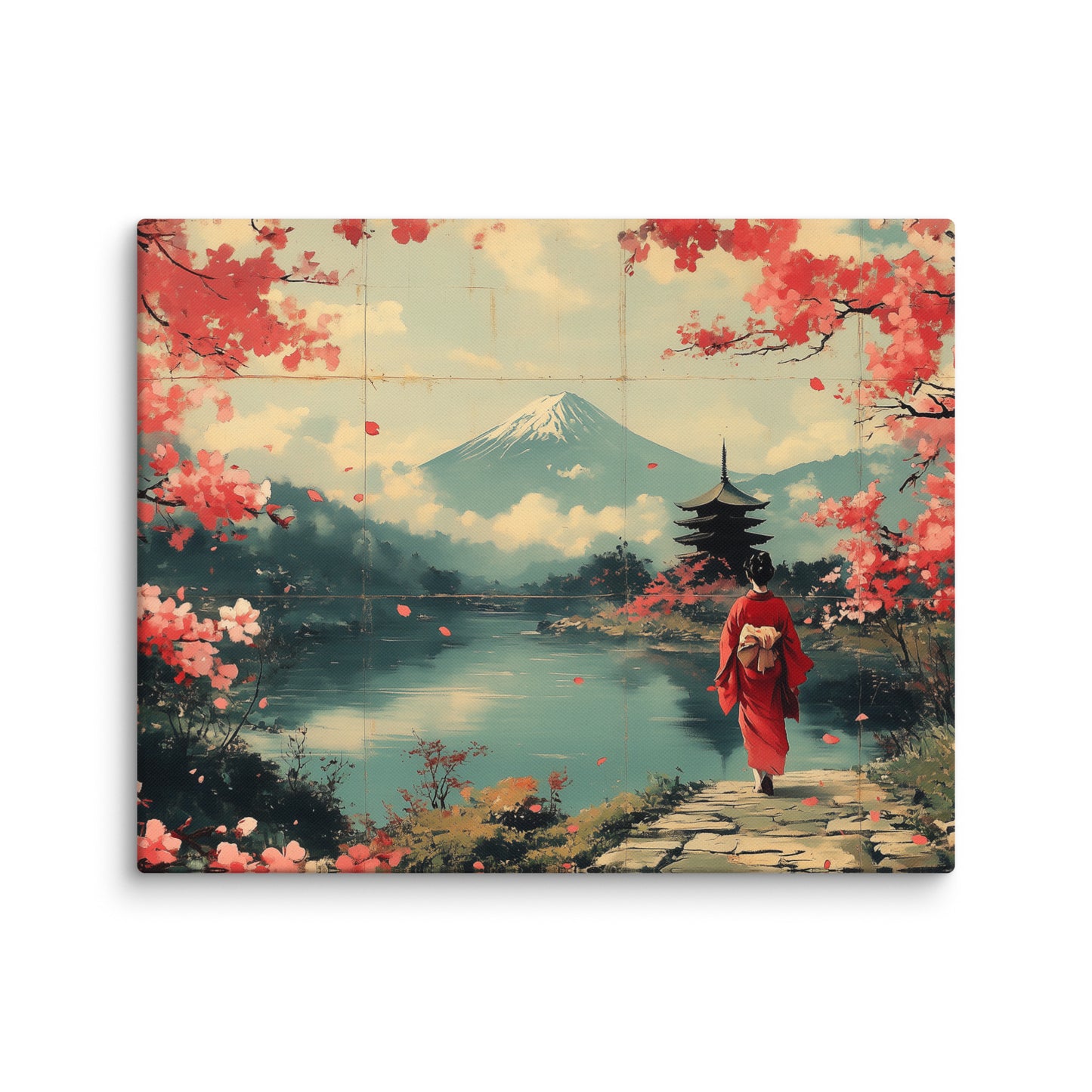 Tableau Japonais Vintage : Hanami au Mont Fuji Affiches, reproductions et œuvres graphiques Art Virtuoso M