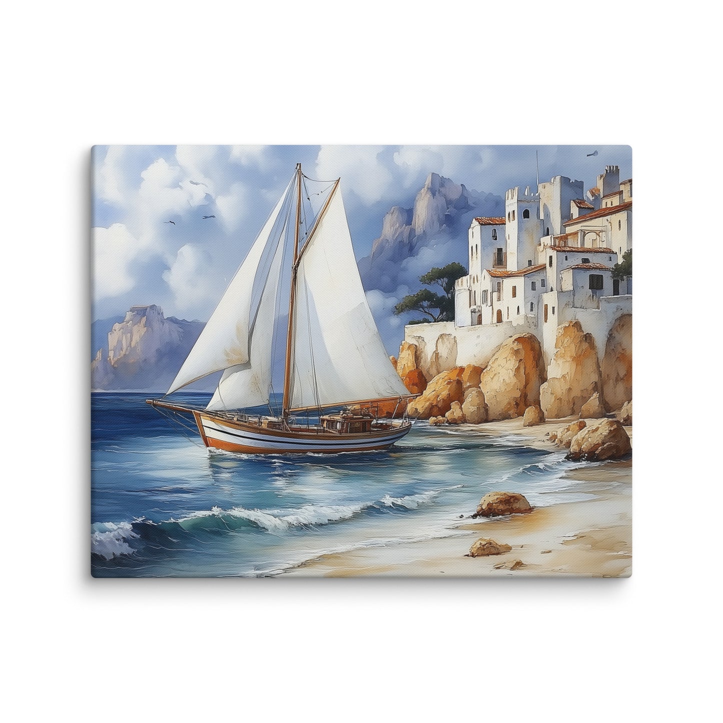 Tableau Bateau Bord de Mer : Riviera Méditerranéenne Affiches, reproductions et œuvres graphiques Art Virtuoso M