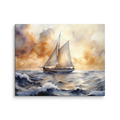 Tableau Bateau à Voile : Horizon Doré Affiches, reproductions et œuvres graphiques Art Virtuoso M