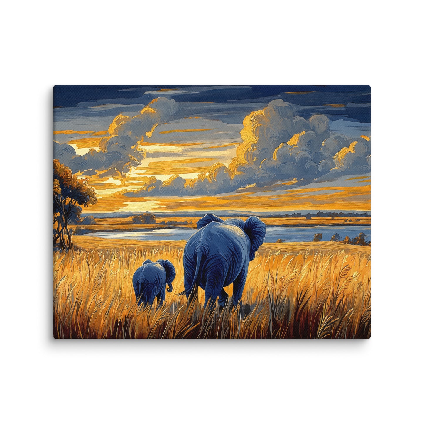 Tableau Éléphant de Dos au Coucher de Soleil Affiches, reproductions et œuvres graphiques Art Virtuoso M