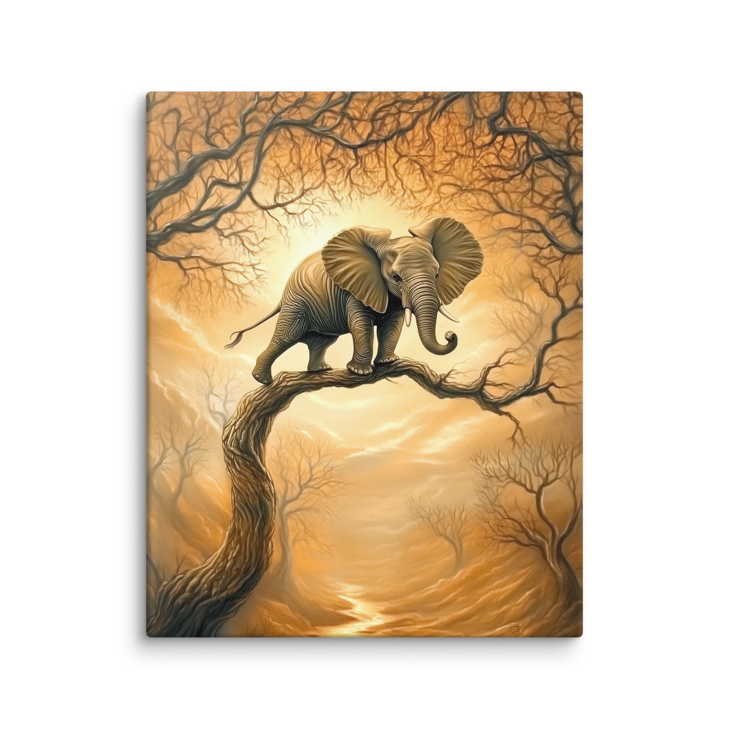 Tableau Éléphant sur une Branche - Équilibre Instable Affiches, reproductions et œuvres graphiques Art Virtuoso M